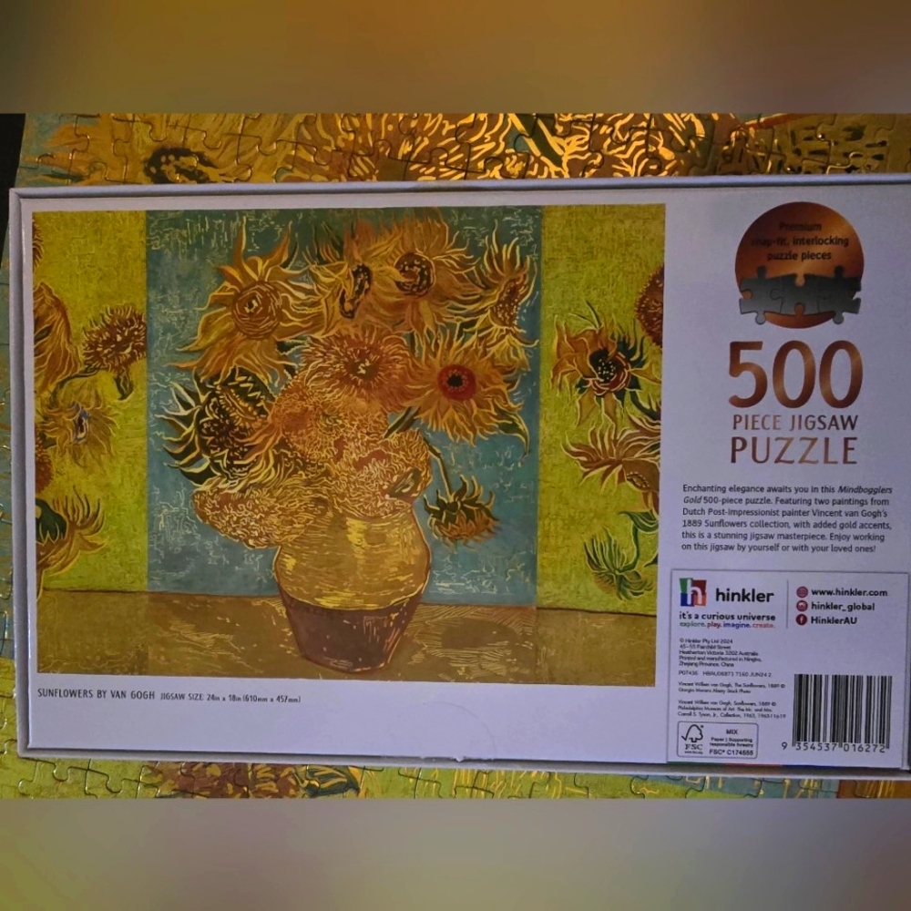 Van Gogh Sunflowers 500 Piece Jigsaw Puzzle